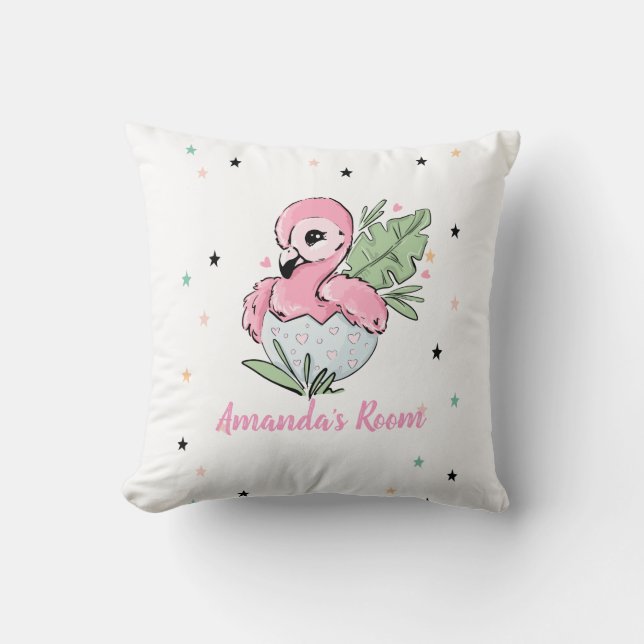 Chic Baby Flamingo, Stars, Princess    Cushion (Front)