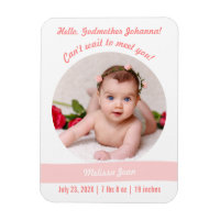 Chic Baby Girl Photo Birth Announcement Godmother