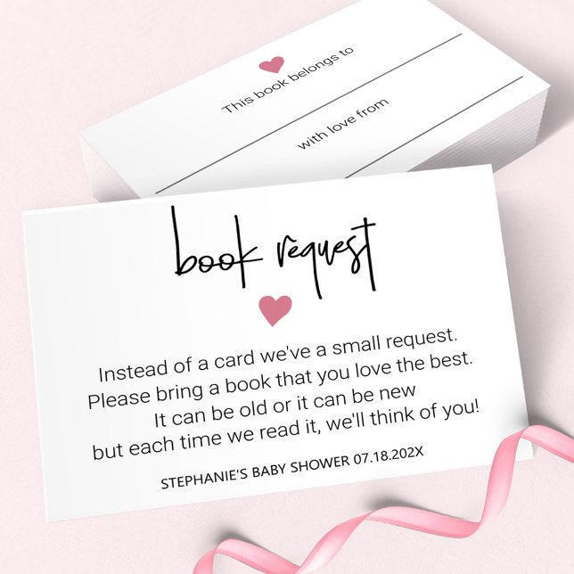 Chic Baby Girl Shower Book Request and Bookplate Card (Creator Uploaded)