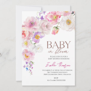 Chic Baby in Bloom Wildflowers Baby Shower Party  Invitation