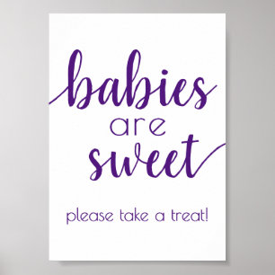 Chic Baby Shower Dusty Blue Sweet Treat Table Poster