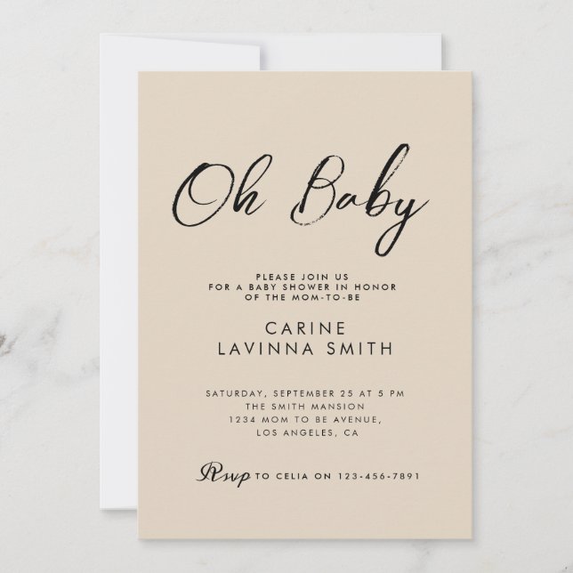 Chic Baby shower script modern invitation (Front)