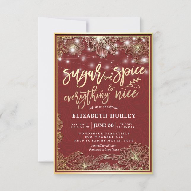 Chic Baby Shower Sugar & Spice  & Everything Nice Invitation (Front)