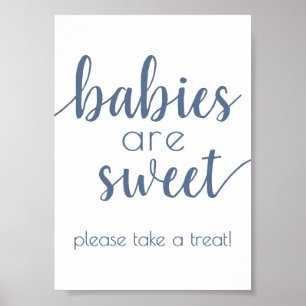 Chic Baby Showers Dusty Blue Sweet Treat Table Poster