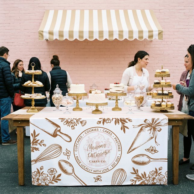 Chic Baking Utensils Bakery Logo Market Booth Sign Tablecloth (Chic Baking Utensils Bakery Logo Market Booth Sign Tablecloth)