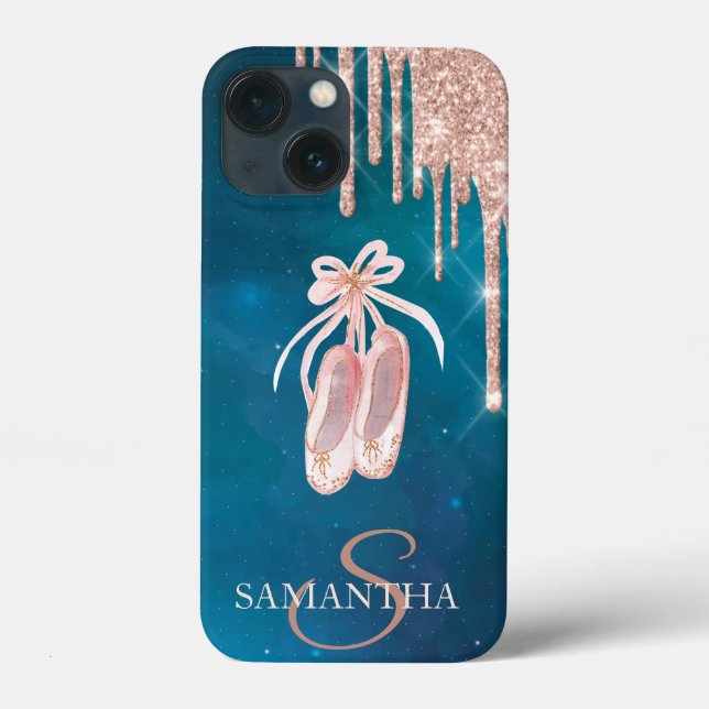 Chic Ballet Shoes Rose Gold Glitter Drips   Case-Mate iPhone Case (Back)