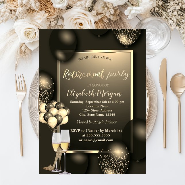 Chic Balloons, Glas,High Heels Retirement    Invitation (Creator Uploaded)