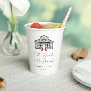 Chic Barn Eat Drink and be Married Paper Cups