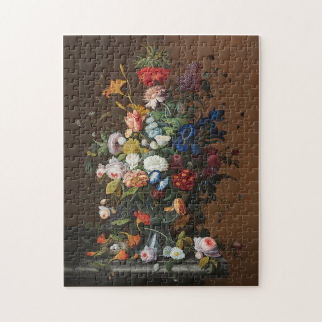 Chic Baroque Flowers Still Life Art Oil Painting Jigsaw Puzzle (Vertical)