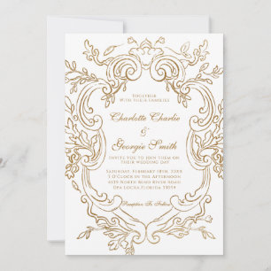 Chic Baroque Gold Ornate Frame Wedding  Invitation