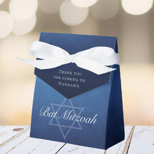 Chic Bat Mitzvah Star of David Custom Blue Party Favour Box