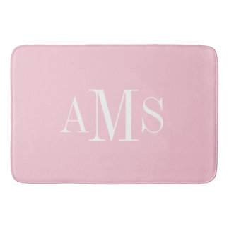 CHIC BATH MAT_PRETTY PINK SOLID/ WHITE /MONOGRAM BATH MAT