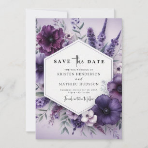 Chic Beautiful Purple Floral Wedding Save The Date