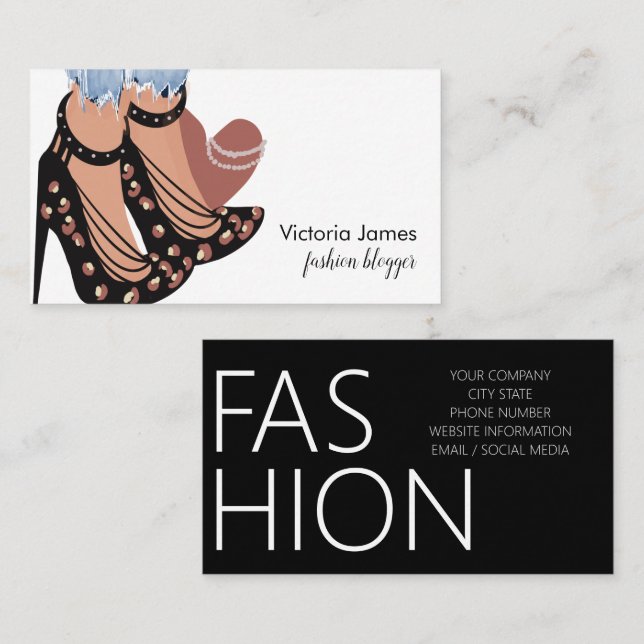 Chic Beauty Fashionista Blogger Planner Business Card (Front/Back)