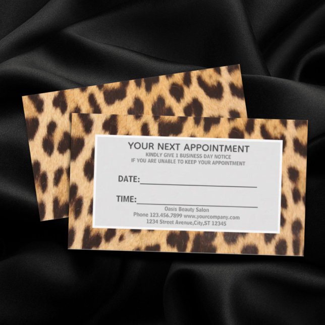chic beauty hair salon SPA leopard appointment Business Card (chic beauty hair salon SPA leopard appointment Business Card)
