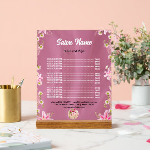 Chic Beauty Nail Salon Price List menu Acrylic Sign