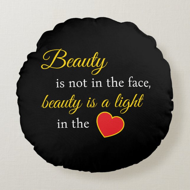 Chic Beauty Slogan Round Pillow – Stylish & Soft (Front)