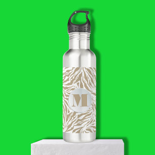 Chic Beige Animal Print Monogram 710 Ml Water Bottle