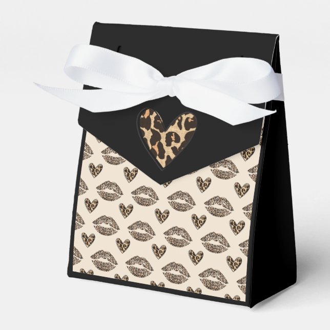 Chic Beige & Black Cheetah Print Favour Box (Front Side)