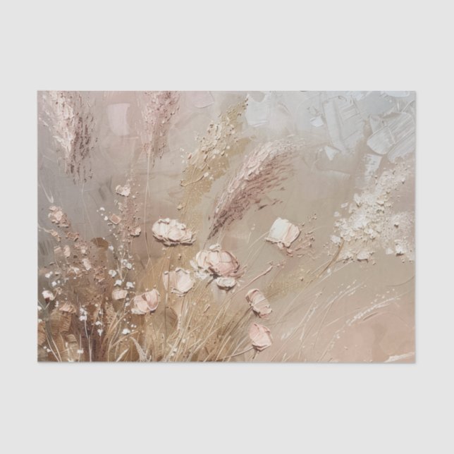 Chic Beige Blush Boho Floral  Tissue Paper (Front)