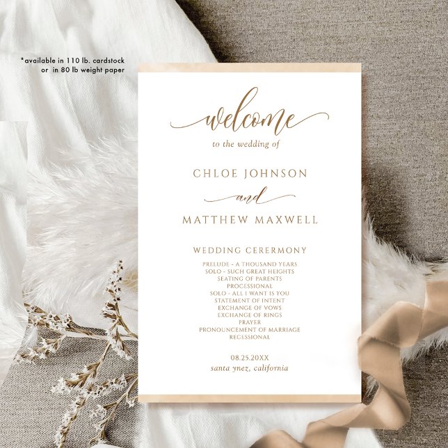 Chic Beige Cream Watercolor Frame Wedding Program (Creator Uploaded)