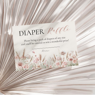 Chic Beige Floral Baby in Bloom Diaper Raffle Card