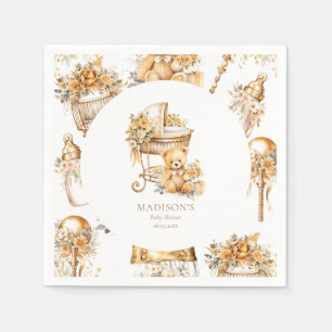 Chic Beige & Gold Bassinet Custom Napkin