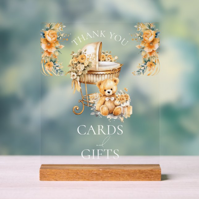 Chic Beige & Gold Cards & Gifts  Acrylic Sign (Neutral)