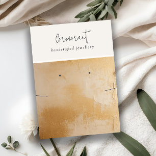 Chic Beige Gold Oil Paint Texture Earring Necklace Business Card