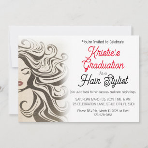 Chic Beige Hair Stylist Graduation Party Retro  Invitation
