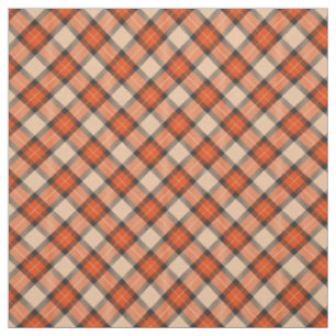 Chic Beige Pumpkin Orange Black Plaid Pattern Fabric