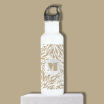 Chic Beige Zebra Print Monogram 710 Ml Water Bottle<br><div class="desc">A stylish white water bottle features a beige and white zebra animal print accented with your initial monogram. Create for yourself or give as a gift.</div>