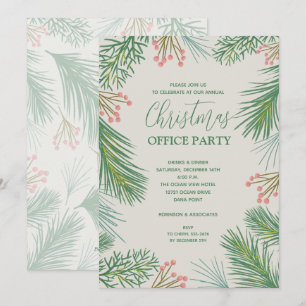 Chic Berries and Pines Christmas Party Invitations