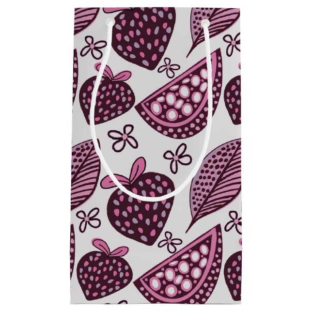 Chic Berry & Fruity Pattern Small Gift Bag (Front)