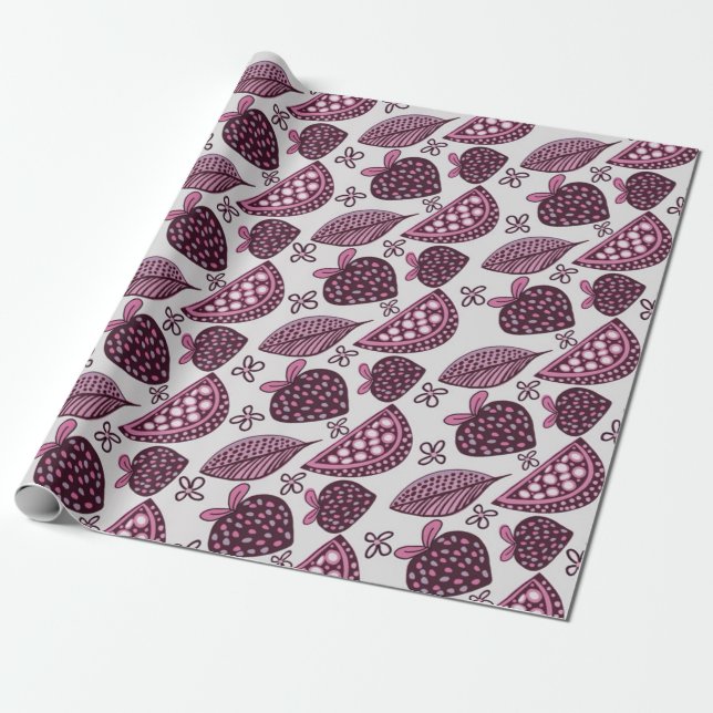 Chic Berry & Fruity Pattern Wrapping Paper (Unrolled)