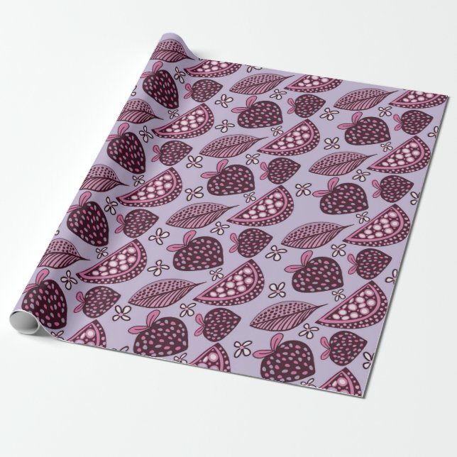 Chic Berry & Fruity Pattern Wrapping Paper (Unrolled)