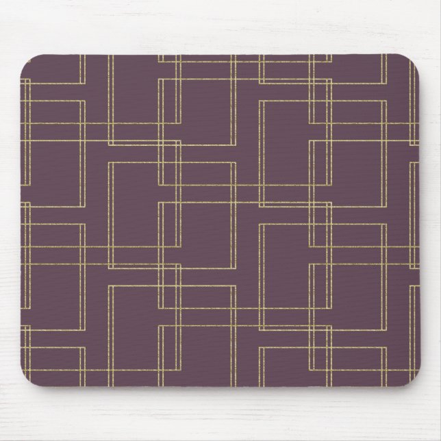 Chic Berry Mauve & Gold Geometric Glam Mouse Pad (Front)