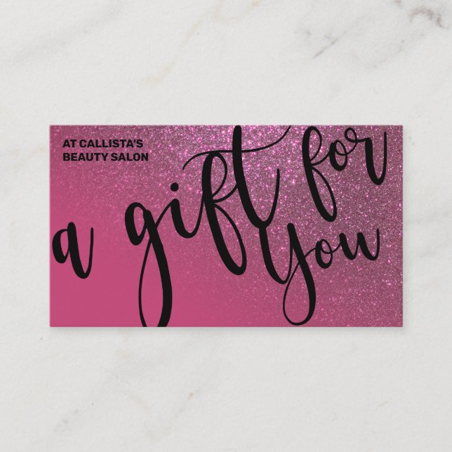 Chic Berry Pink Glitter Gradient Gift Certificate (Front)