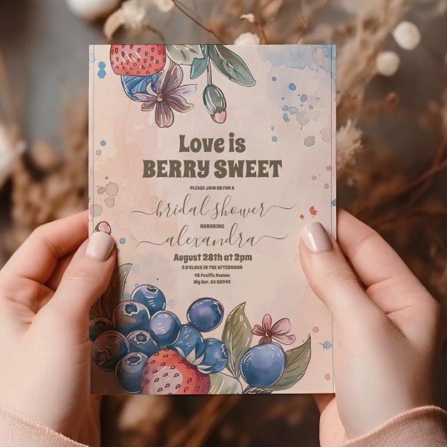 Chic Berry Sweet Strawberry Bridal Shower  Invitation (Creator Uploaded)
