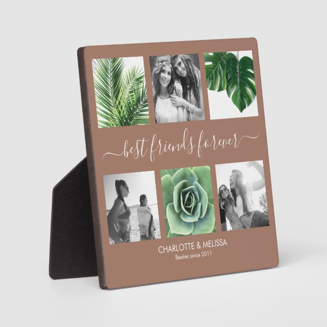 Chic best friends mocha mousse photo collage plaque (Front)