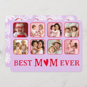 Chic Best Mom Ever Purple & Pink Photo  Holiday Card