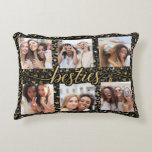 Chic Besties BFF Best Friends Photo Collage Decorative Cushion<br><div class="desc">Cute modern chic best friends photo collage with black and gold leopard glitter background features 6 photos. Perfect birthday or Christmas gift for your bestie!</div>