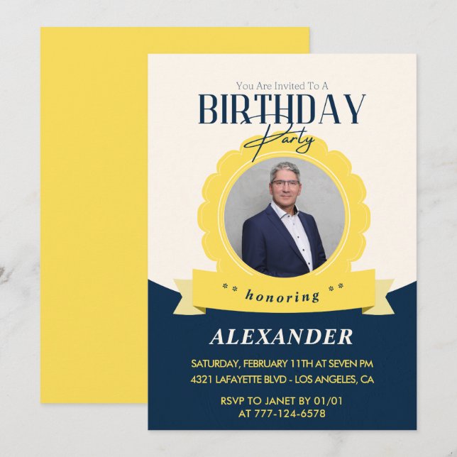 Chic birthday 67th birthday invitation Modern (Front/Back)