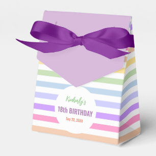 Chic Birthday Pastel Rainbow White Stripes Favour Box