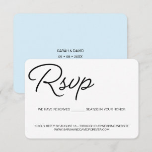 Chic Black and blue RSVP wedding reserved seat Card