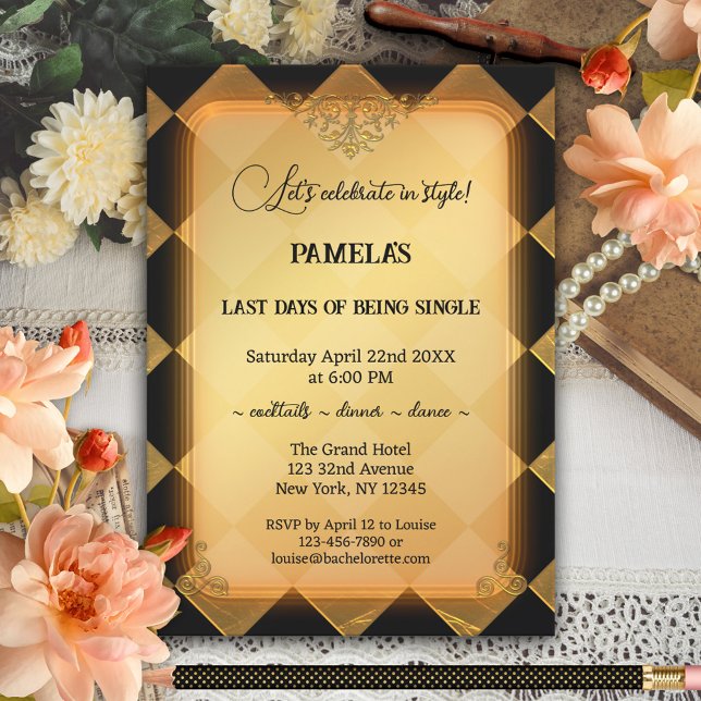 Chic Black and Gold Bachelorette Party Invitation (Creator Uploaded)