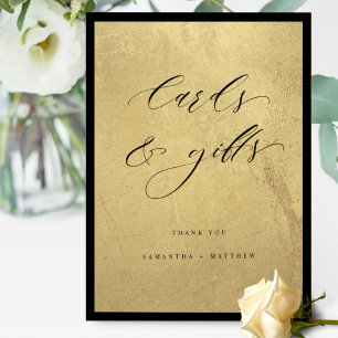 Chic, Black and Gold, Cards and Gifts Wedding Sign