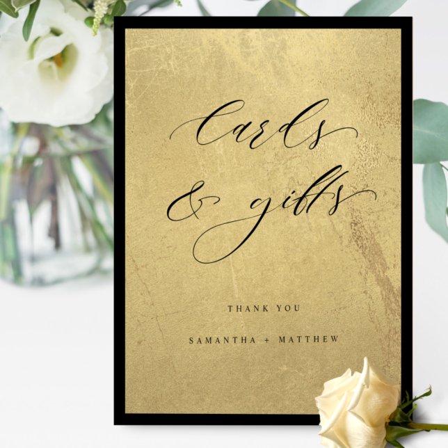 Chic, Black and Gold, Cards and Gifts Wedding Sign (Creator Uploaded)