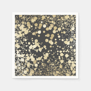 Chic black and gold modern confetti pattern napkin