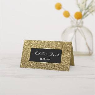 Chic Black and Gold Wedding Place Card